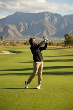 G/FORE Black 100% Wool Golf Hooded Sweater Elbow Patches Womens XL Pullover Knit